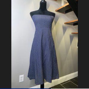 J Crew Strapless Navy Polka Dot Dress